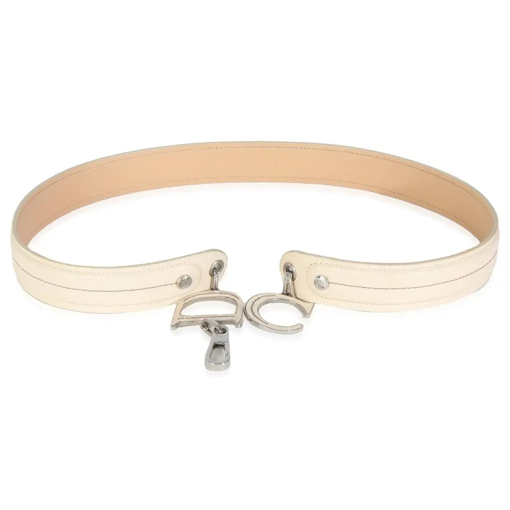 Dior White Leather CD Logo Belt